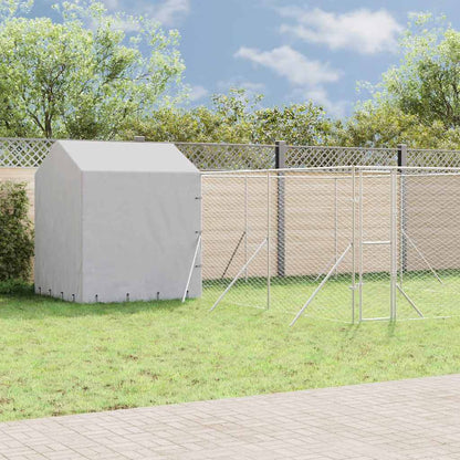 Perrera De Exterior Con Techo Acero Galvanizado Plata 6x6x2,5 M_1
