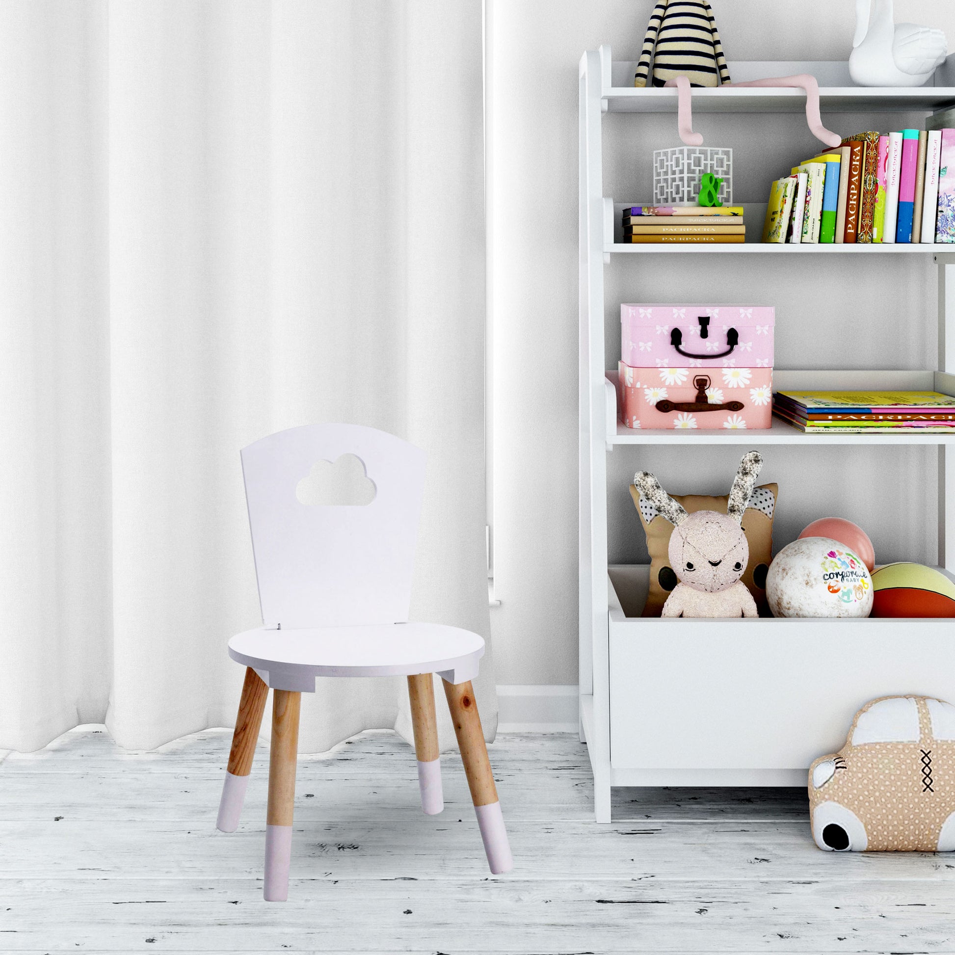 Well Home Silla Infantil En Madera Color Blanco 32x32x50cm_2