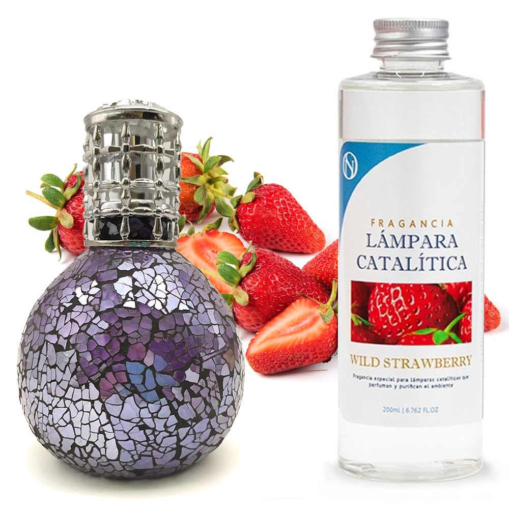 Lámpara Catalítica Mosaico Azul Océano + Aroma Wild Strawberry 200ml - Elimina Malos Olores, Impurezas Y Perfuma_0