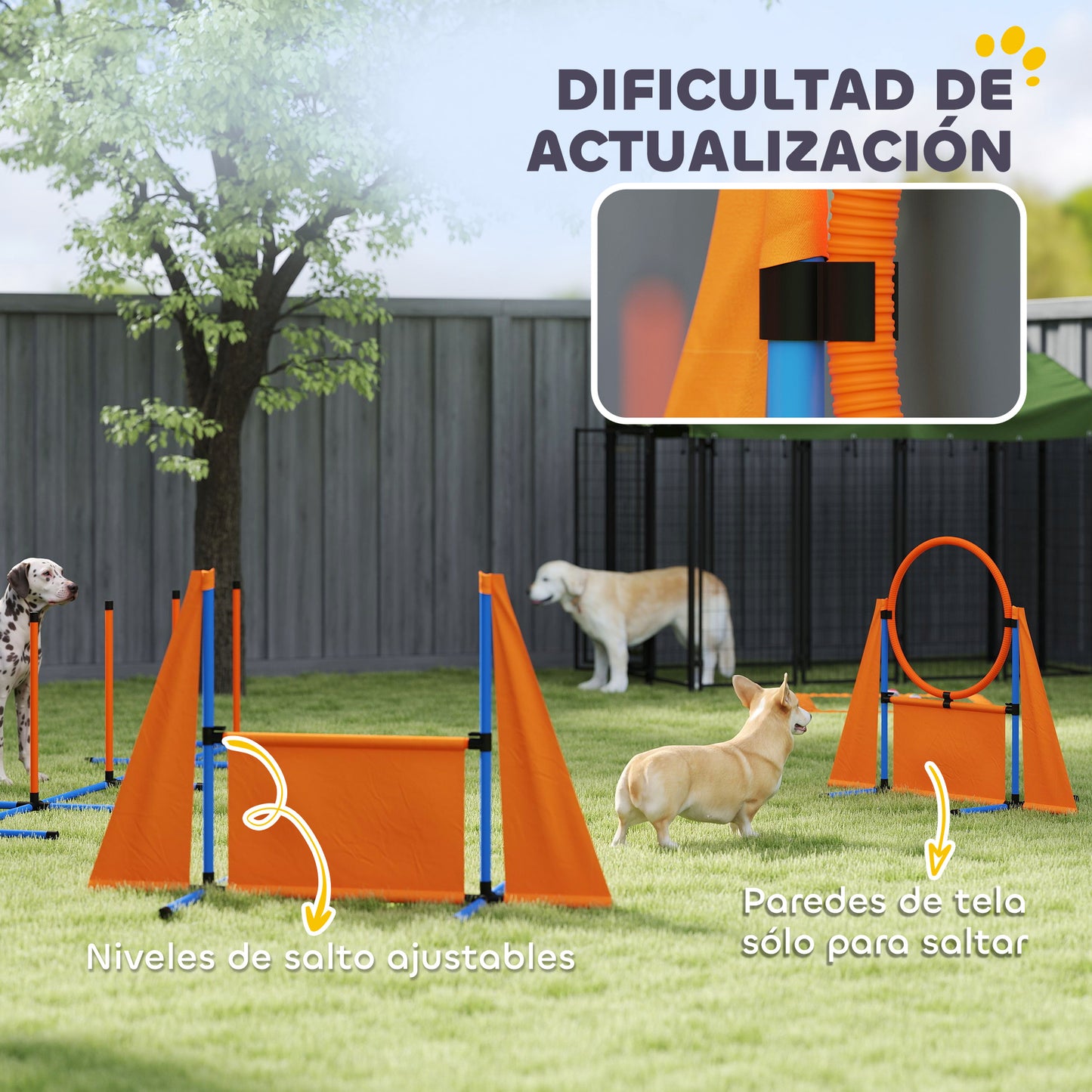 Pawhut Set De Entrenamiento De Agilidad Para Perros De 6 Piezas Naranja_4