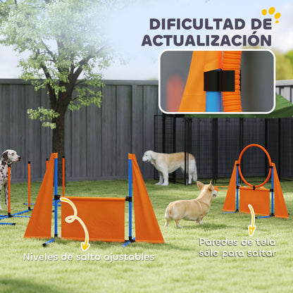 Pawhut Set De Entrenamiento De Agilidad Para Perros De 6 Piezas Naranja_4