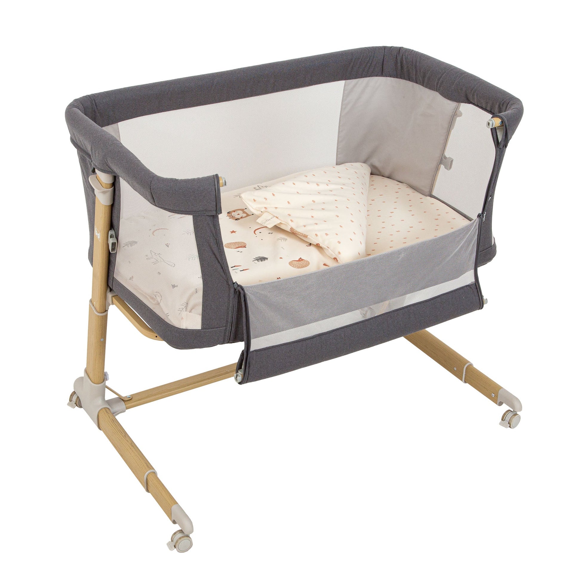 Wonderland Minicuna Colecho Efecto Madera Con Funda Nórdica_0