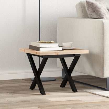 Mesa De Centro Marco X Madera Maciza Pino Y Acero 40x40x35,5 Cm_1
