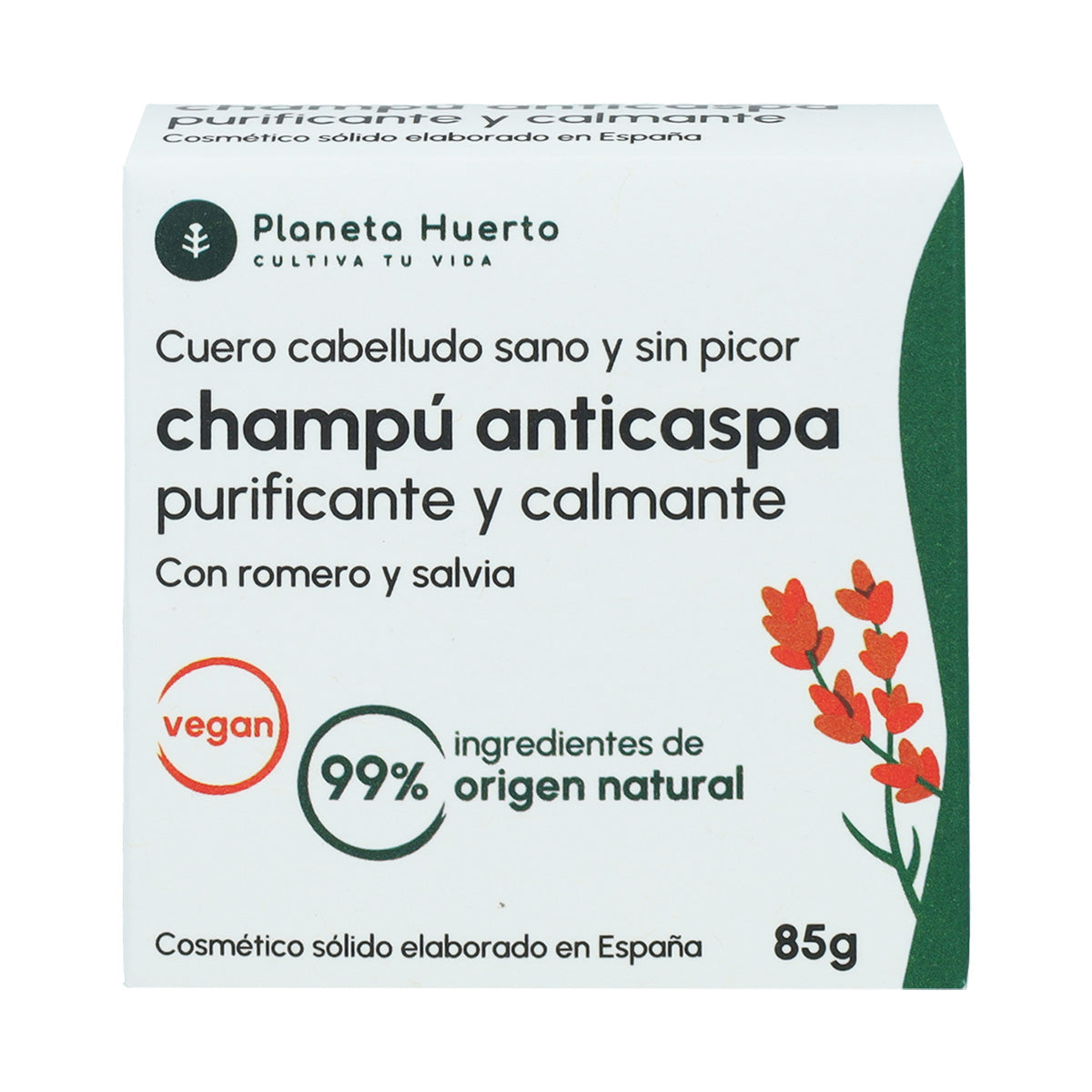 Champú sólido Anticaspa con Romero y Salvia Planeta Huerto 85 gr