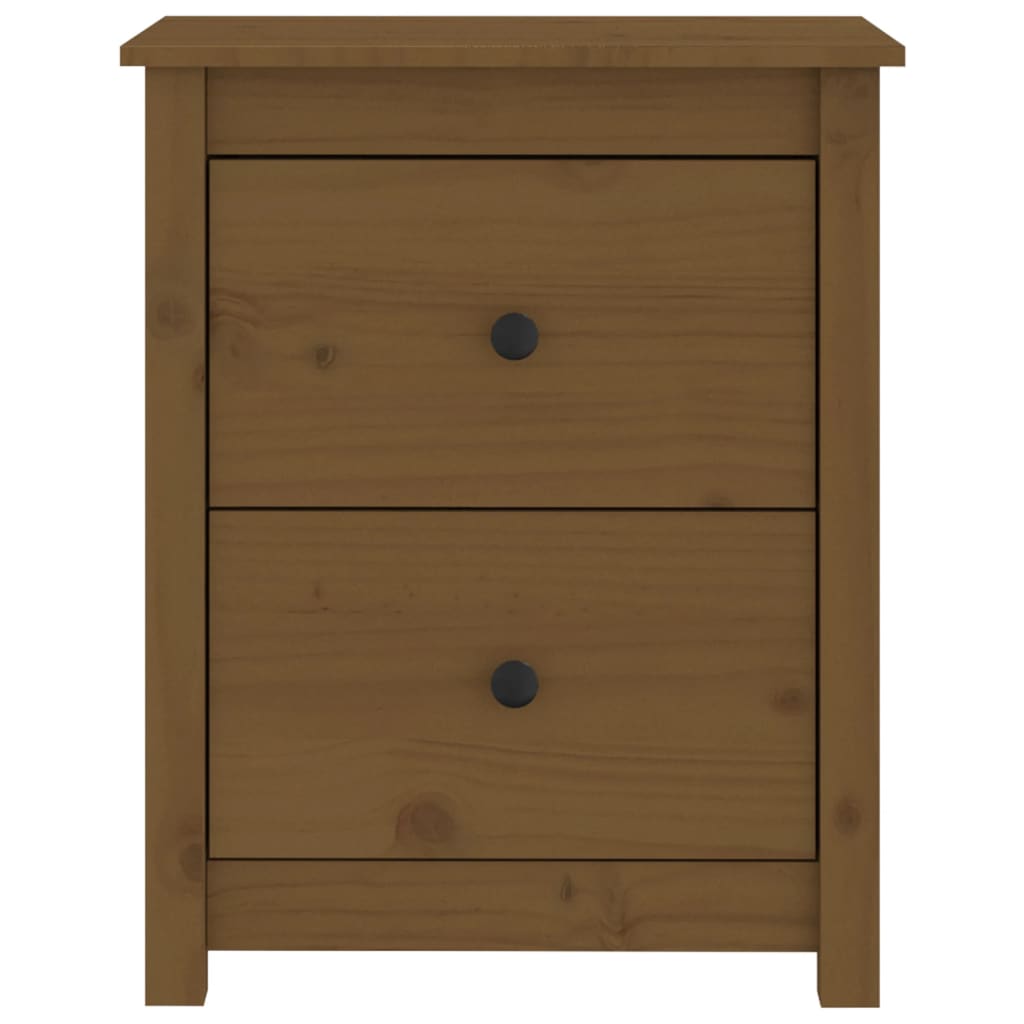 Mesita De Noche Madera Maciza De Pino Marrón Miel 50x35x61,5 Cm_1