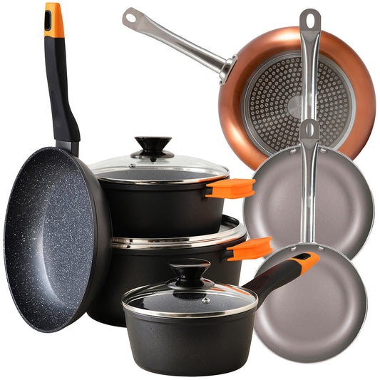 Set Batería De Cocina 7 Piezas + 3pc Sartenes En Aluminio Prensado._0