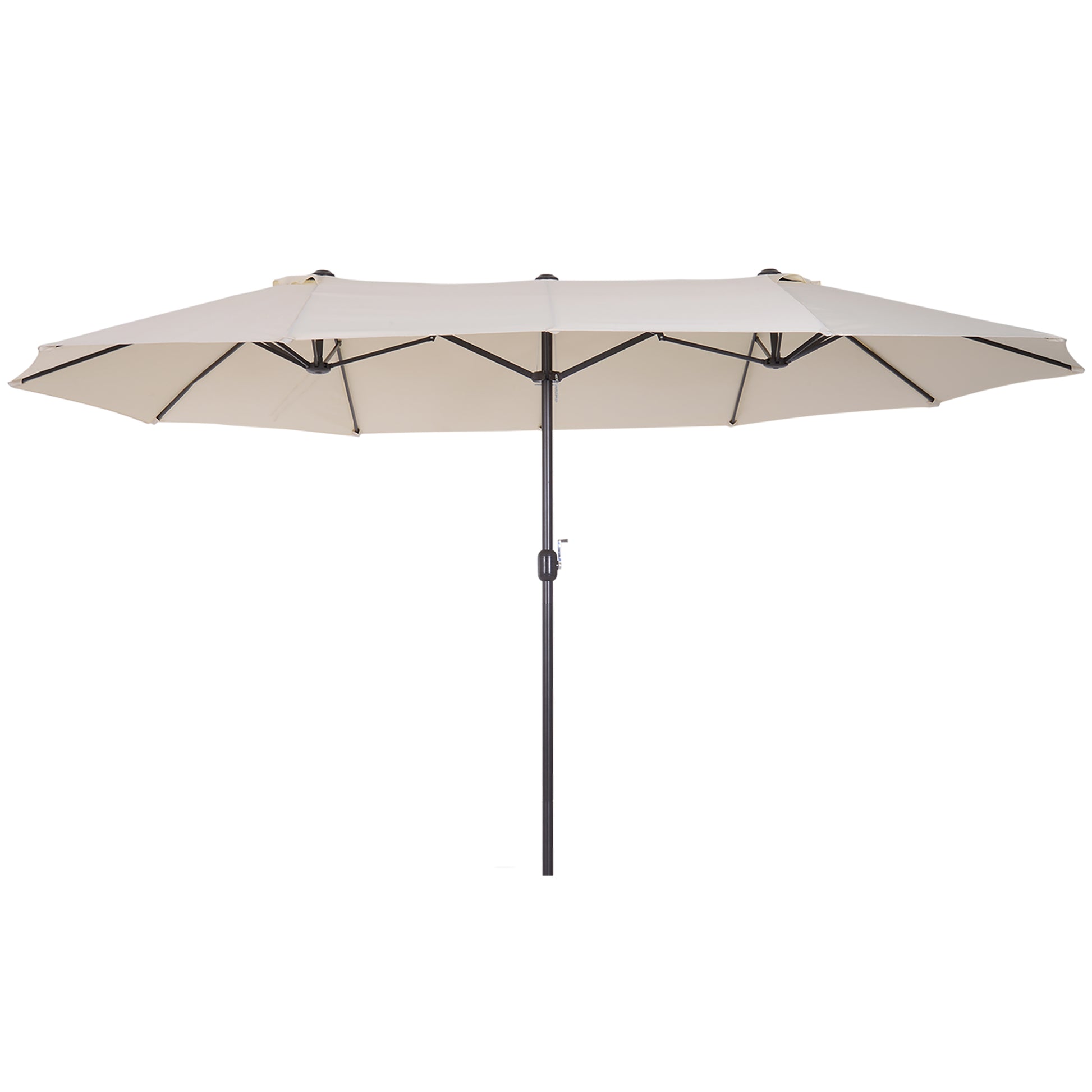 Sombrilla Doble Parasol Grande 4,55x2,65x2,38 M Con Manivela Manual Color Beige_0