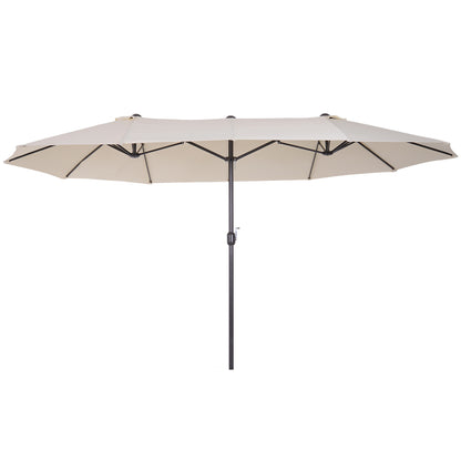 Sombrilla Doble Parasol Grande 4,55x2,65x2,38 M Con Manivela Manual Color Beige_0
