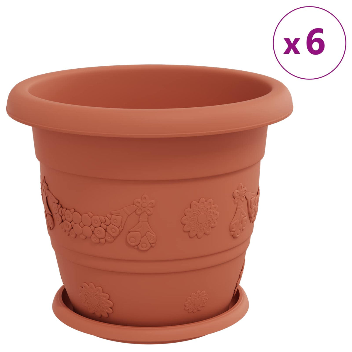 Macetas 24 Uds. Rojo Ladrillo Ø 30 X 25 Cm Plástico_3