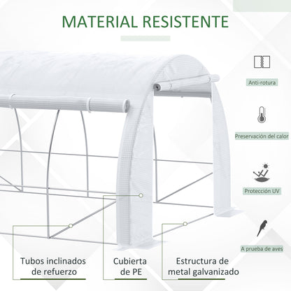 Outsunny Invernadero De Túnel Jardín 4x3x2m Con Puerta Y 8 Ventanas Enrollables_3