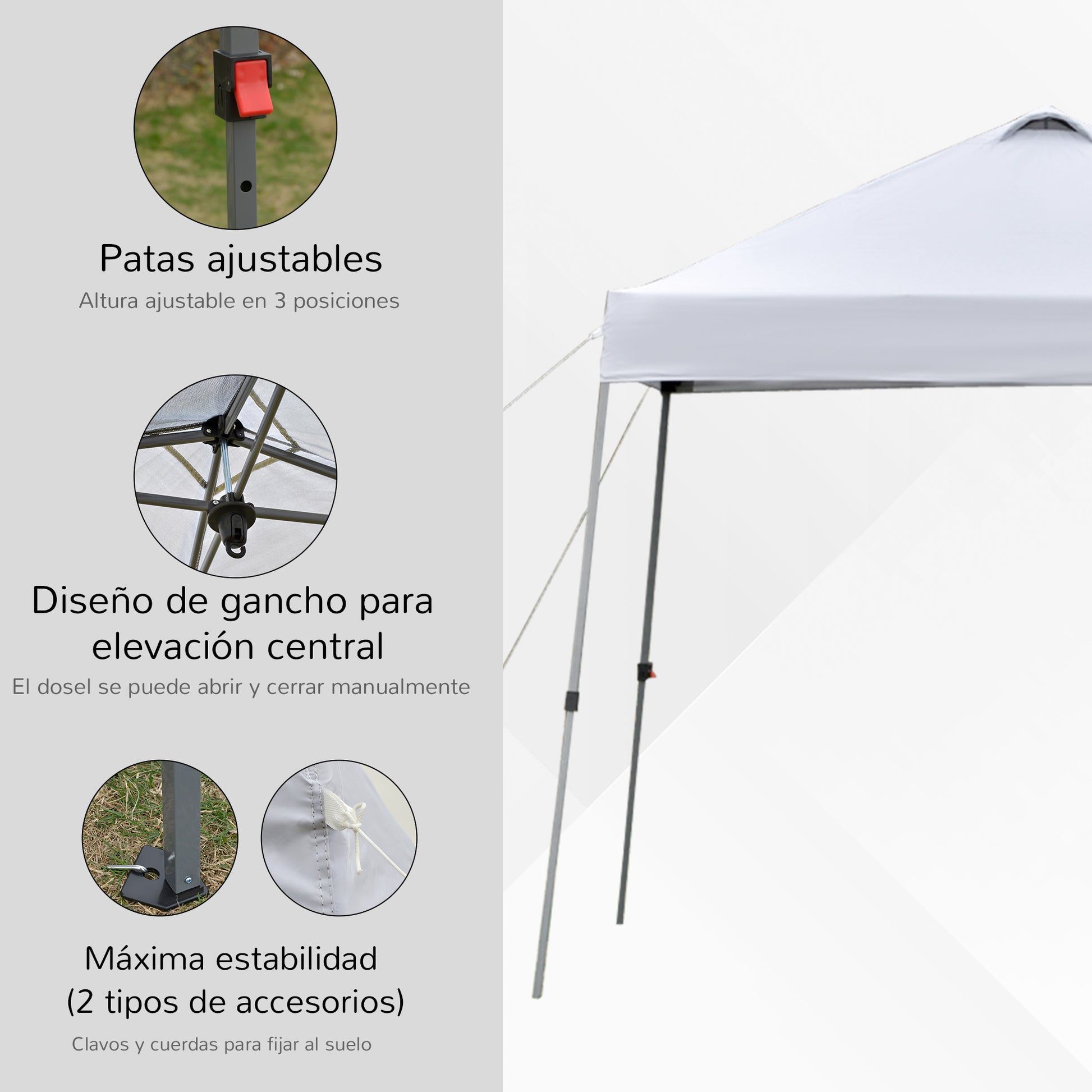 Outsunny Cenador Plegable 3x3m Jardín Con Bolsa De Transporte Con Ruedas Camping_4