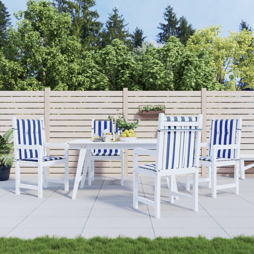 Vidaxl Cojines Silla De Respaldo Bajo 4 Uds Tela A Rayas Azul Y Blanco_1