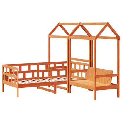 Sofá Cama Con Techo Madera Maciza Pino Marrón Cera 90x200 Cm_2