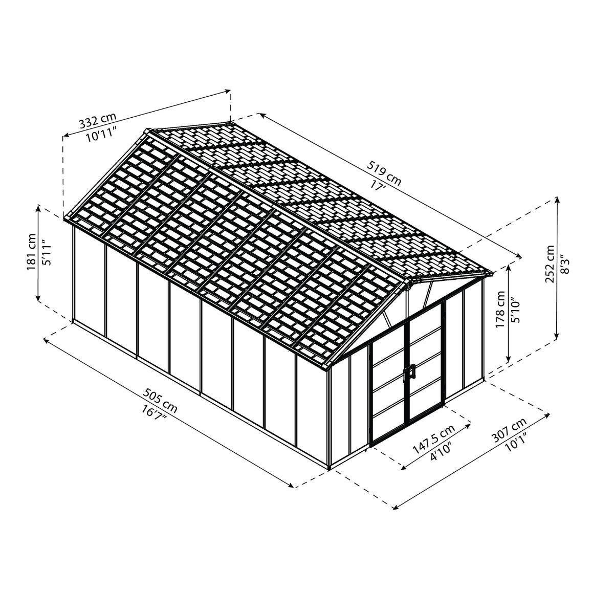 Caseta de jardín Yukon 519x332x252 cm Canopia by Palram
