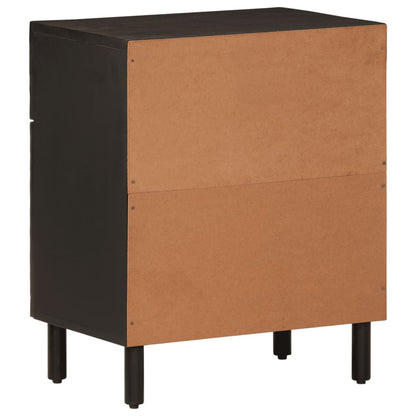 Mesita De Noche Madera Maciza De Mango Negra 50x33x60 Cm_3
