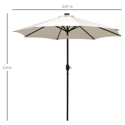 Outsunny Sombrilla De Jardín Ø268x238 Cm Con 24 Luces Led Solar Crema_2