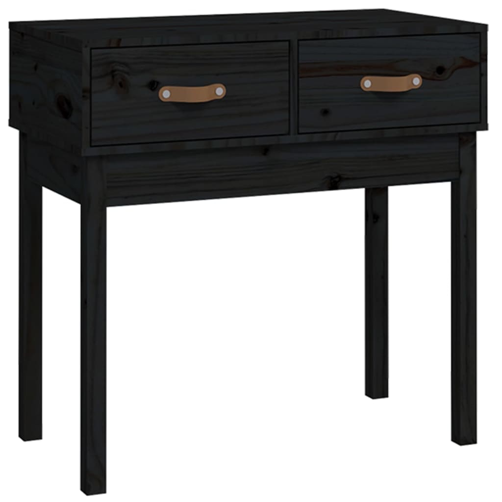 Mesa Consola Madera Maciza De Pino Negro 76,5x40x75 Cm_0