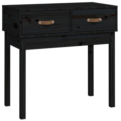 Mesa Consola Madera Maciza De Pino Negro 76,5x40x75 Cm_0
