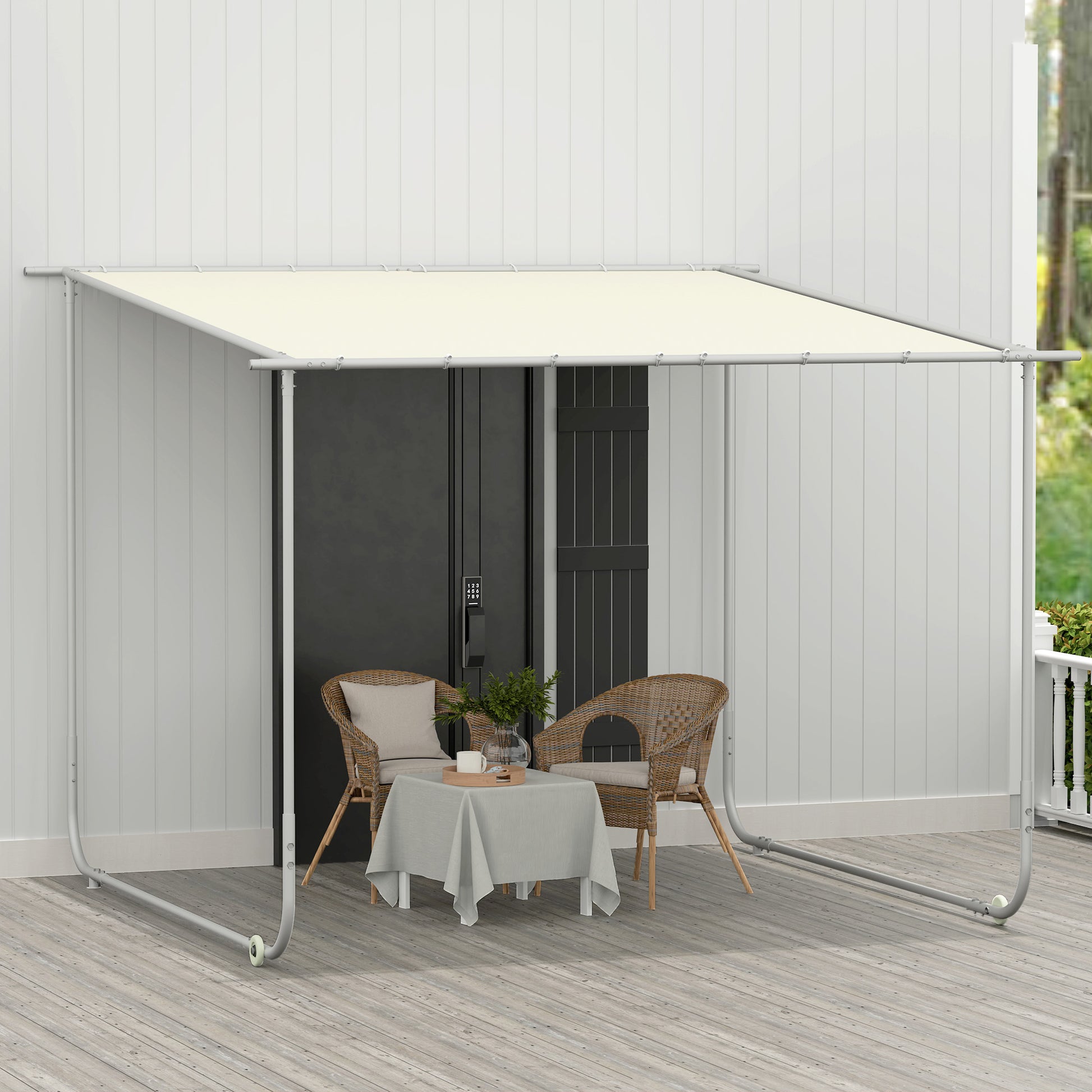 Outsunny Pérgola 3x3 M Con Ruedas Protección Uv 30+ Impermeable Crema_3