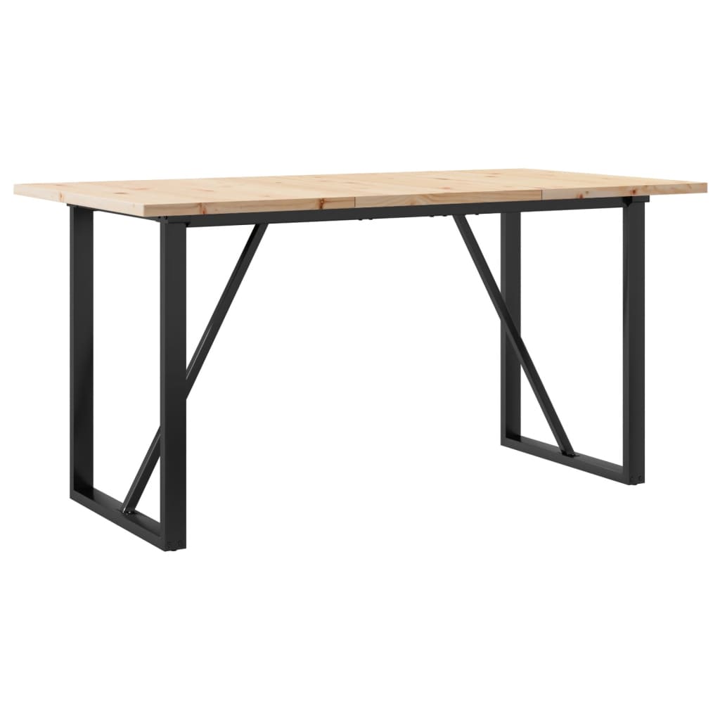 Mesa De Comedor Marco O Madera Maciza Pino Acero 140x80x75,5 Cm_4