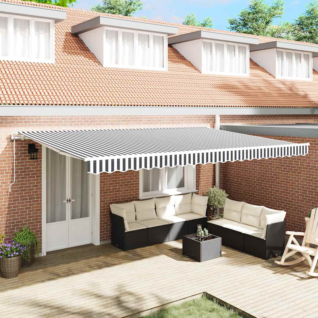 Toldo Retráctil Automático Gris Antracita Y Blanco 500x300 Cm_1