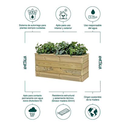 Jardinera De Madera Con Autorriego 86x34x40 Cm Nidum Basic Hortalia_4