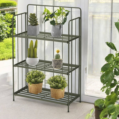 Well Home - Jardinera 3 Niveles Metal Verde Diseño Plegable H.90cm.