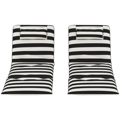 Outsunny 2 Esterillas De Playa Plegable Con Respaldo Ajustable Gris Y Blanco_4