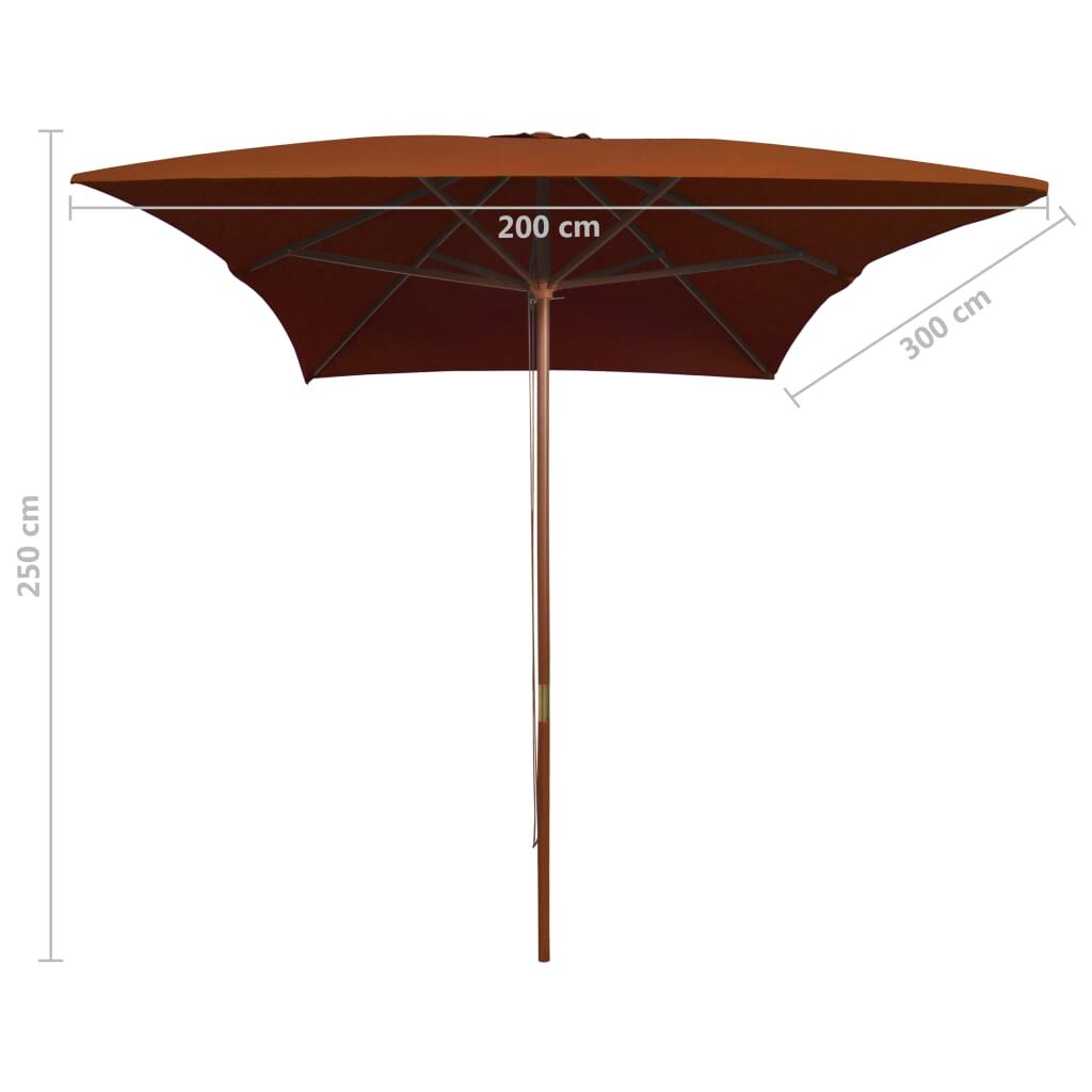 Vidaxl Sombrilla De Jardín Con Palo De Madera Terracota 200x300 Cm_2