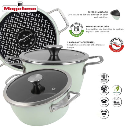 Cacerola nordic Verde Ø28cm Con Tapa De Vidrio