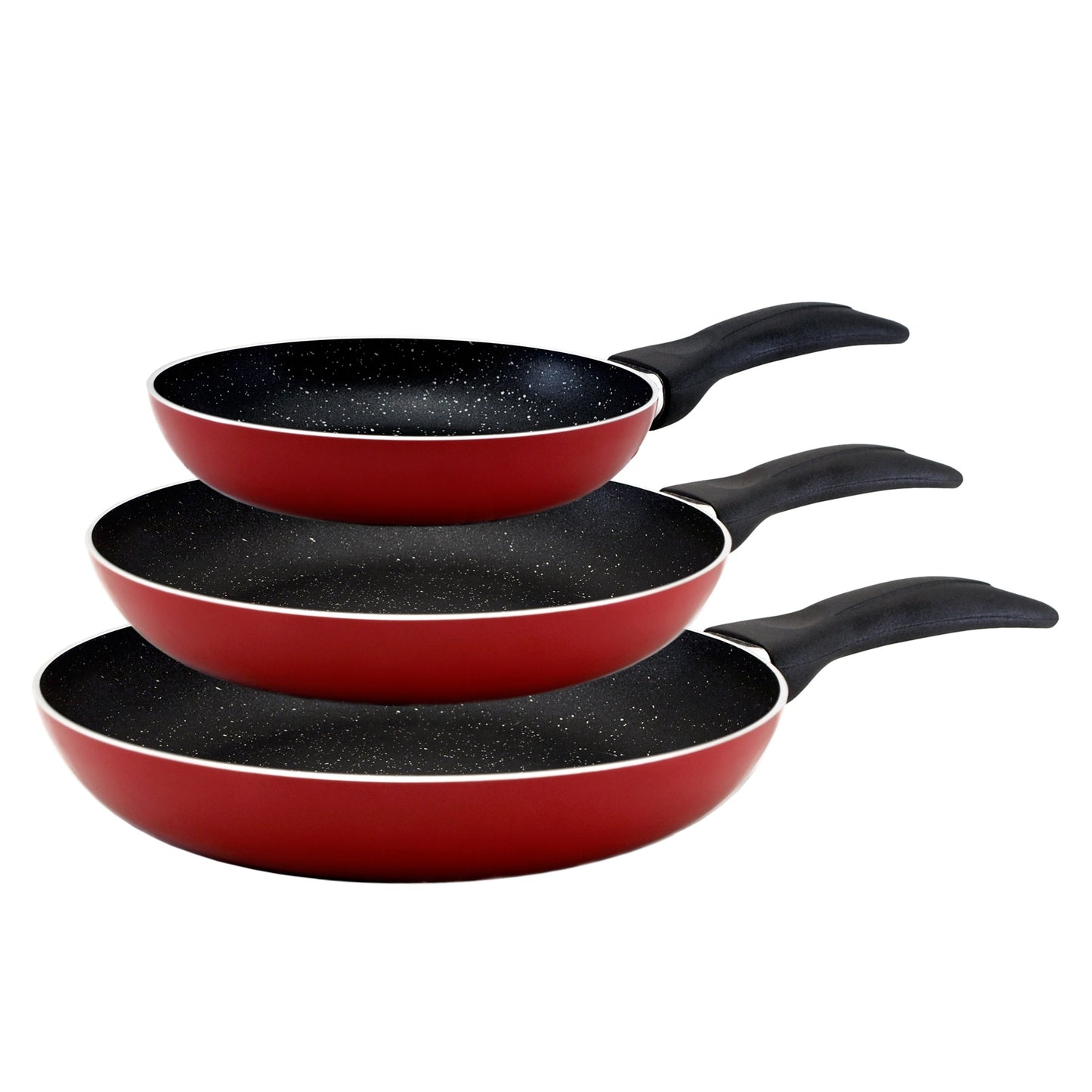 Set De 3 Sartenes san Ignacio Con Revestimiento En Mármol Ø16 Cm Ø20 Cm Ø24 Cm + Tapa Universal En Color, De Vidrio