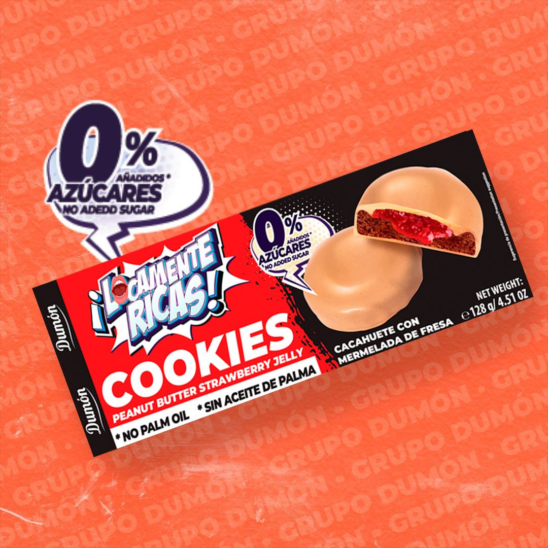 Galleta De Cacahuete Con Mermelada De Fresa- Dumón, Snack Proteico Sin Azúcares Añadidos - Pack De 14 Unidades_1