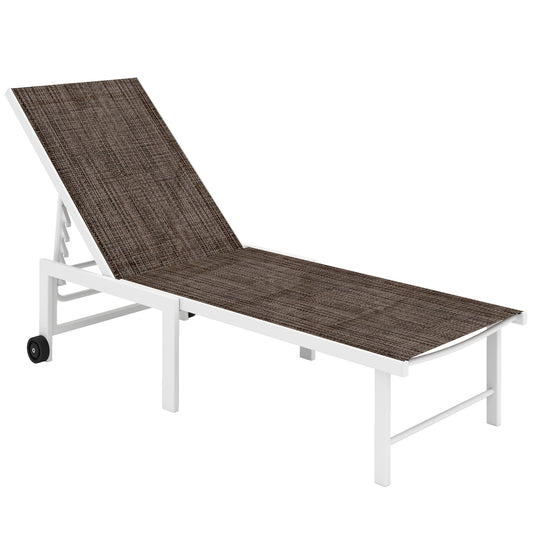 Outsunny Tumbona Jardín Exterior Con Ruedas Respaldo Ajustable 166x60x84 Cm_0