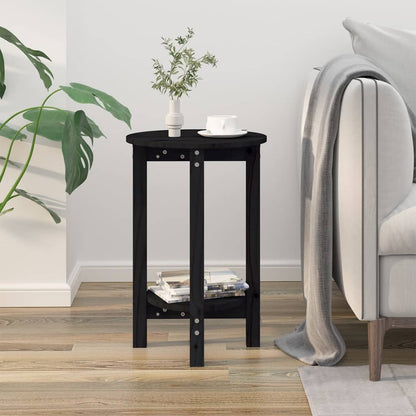 Mesa De Centro De Madera Maciza De Pino Negro Ø40x60 Cm_1