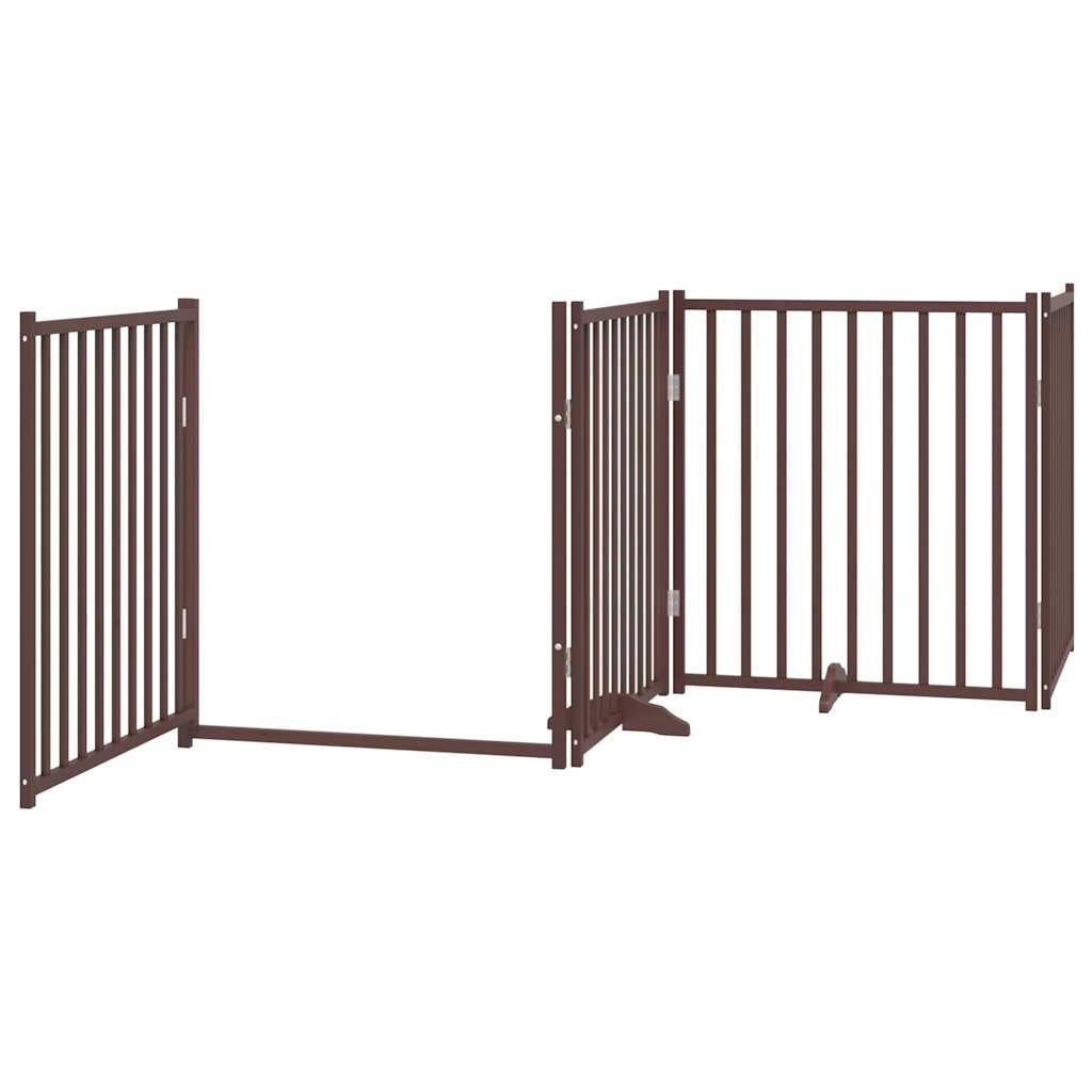 Vidaxl Puerta De Perros Plegable 4 Paneles Madera Abeto Marrón 320 Cm_3