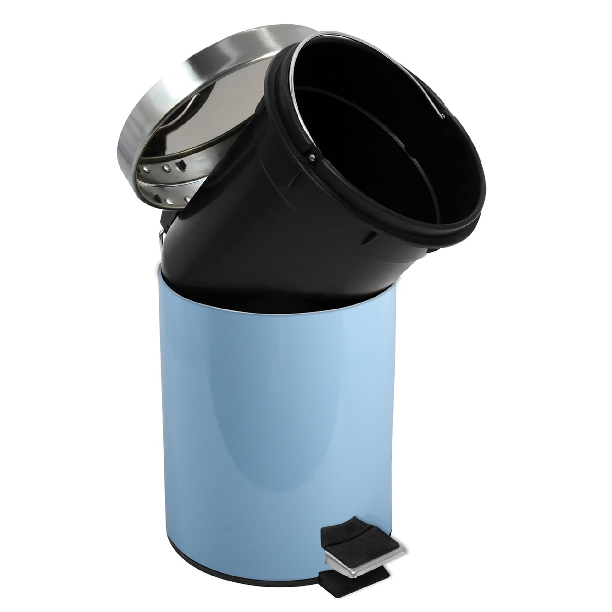 Cubo De Basura Con Pedal Msv 3l De Acero Inoxidable En Color Azul Pastel_4