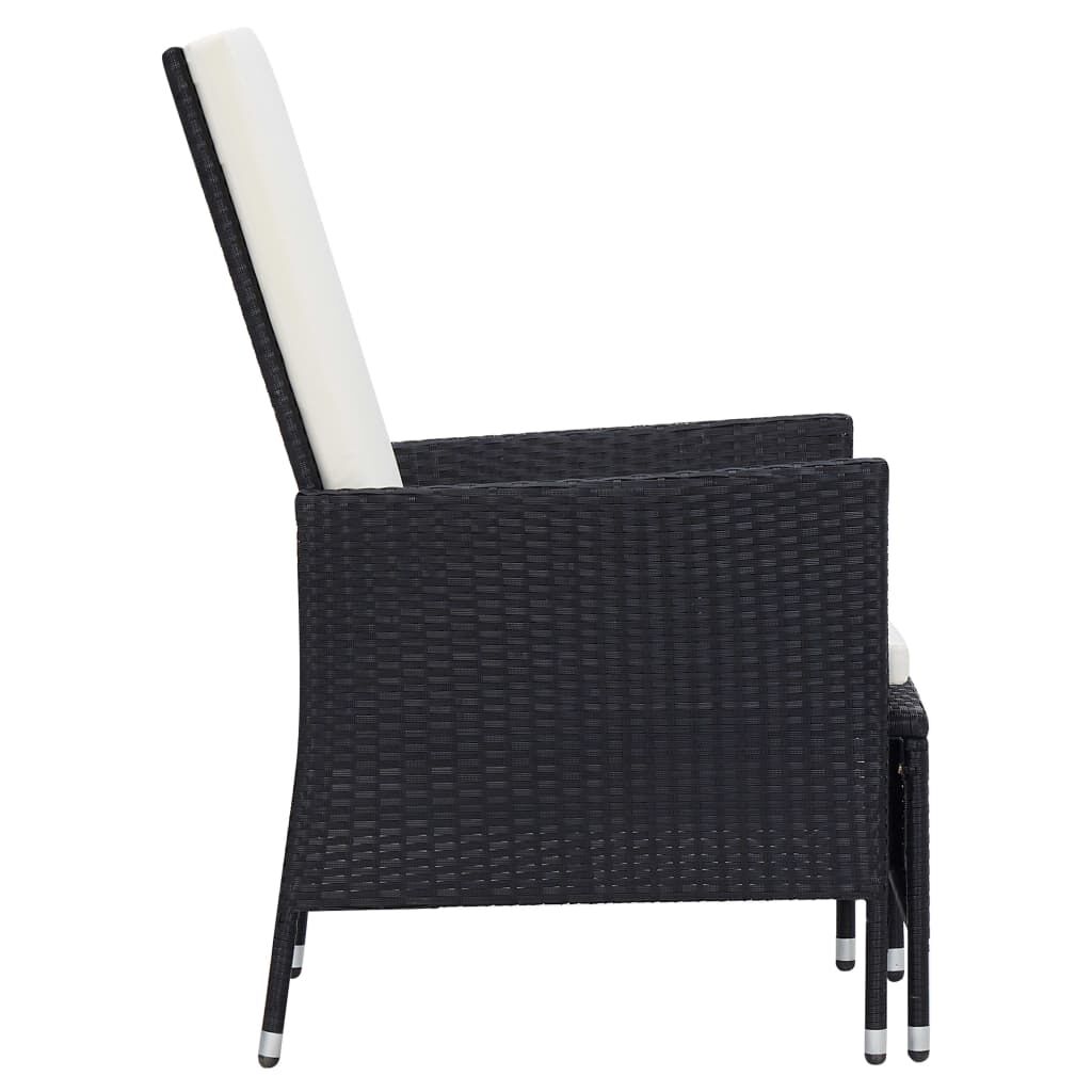 Vidaxl Sillón Reclinable De Jardín Con Cojines Ratán Sintético Negro_3