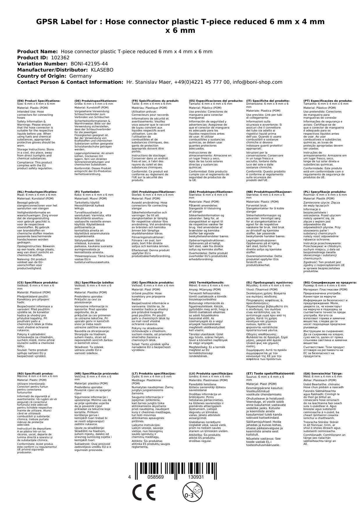 Conector De Manguera De Plástico T-reducido 6 Mm X 4 Mm X 6 Mm_1