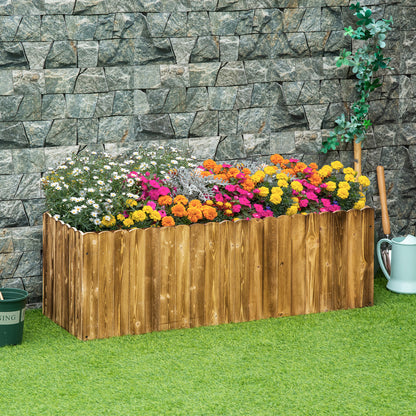 Outsunny Jardinera Elevada Rectangular De Madera 120x40x40 Cm Carbonizada_1