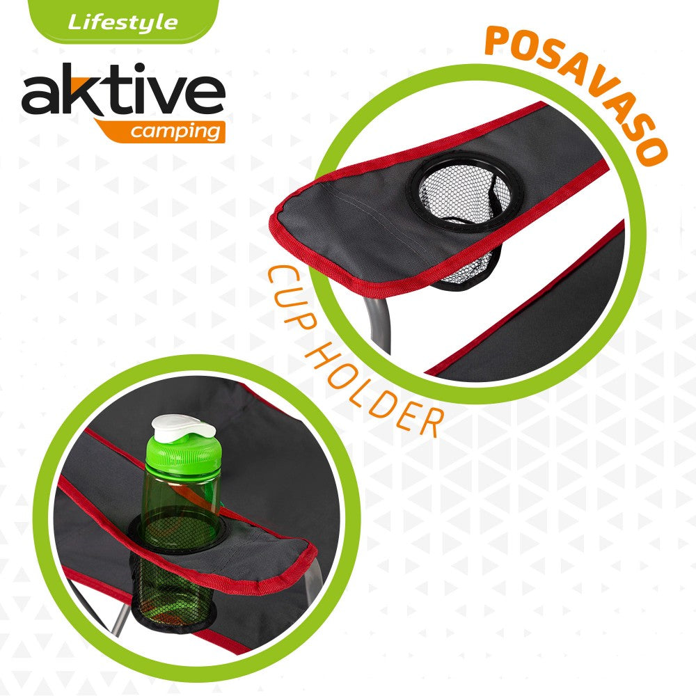 Silla Plegable Camping Con Posavasos Aktive Camping_2