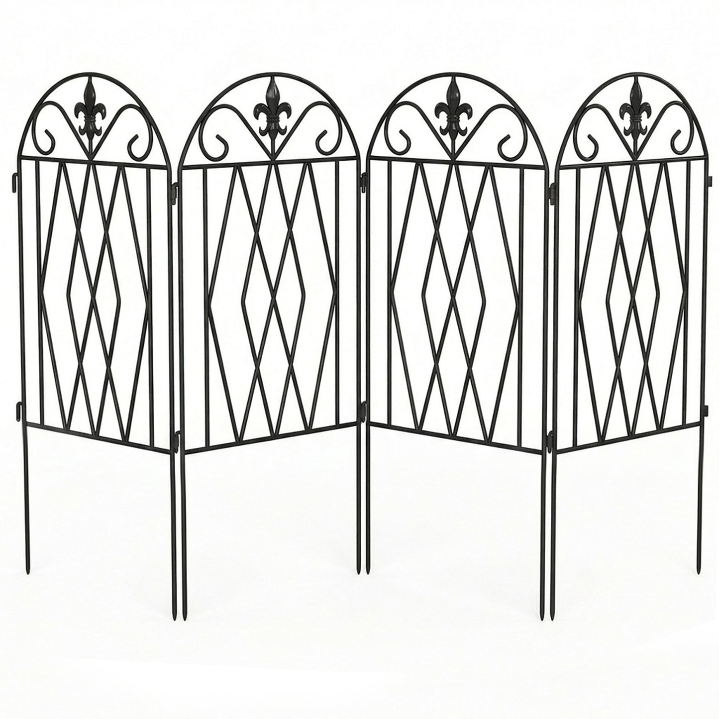 Outsunny Set De 4 Vallas De Jardín Decorativas De Metal 125x56 Cm Negro_0