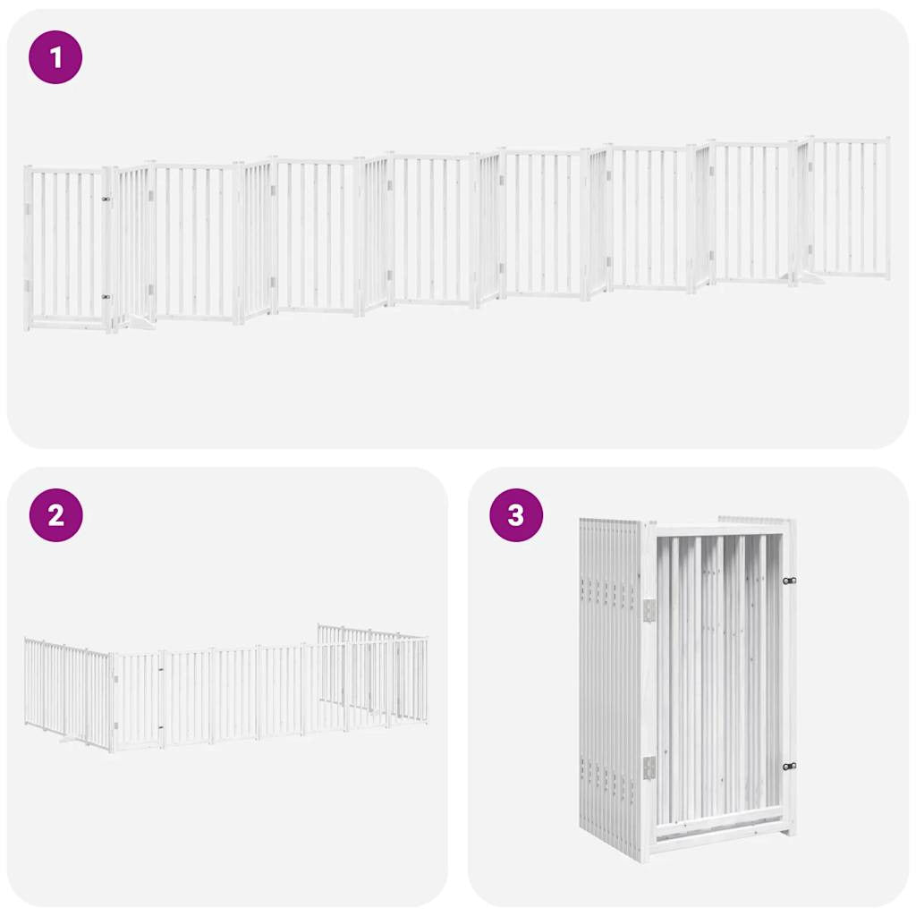 Vidaxl Puerta De Perros Plegable 15 Paneles Madera Álamo Blanca 750 Cm_4
