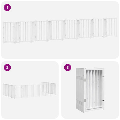 Vidaxl Puerta De Perros Plegable 15 Paneles Madera Álamo Blanca 750 Cm_4
