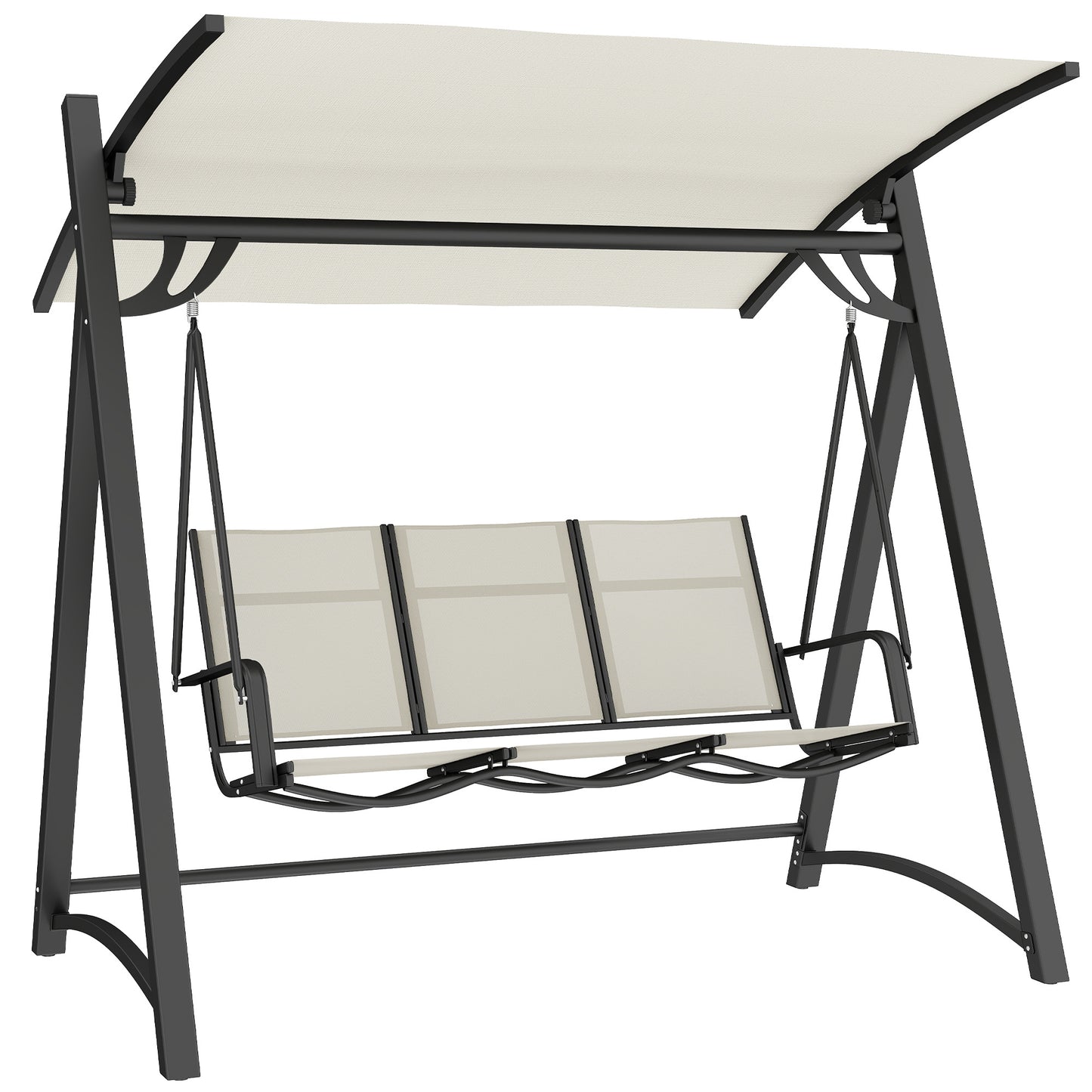 Outsunny Columpio De Jardín De 3 Plazas Con Techo Ajustable Asiento Transpirable_0