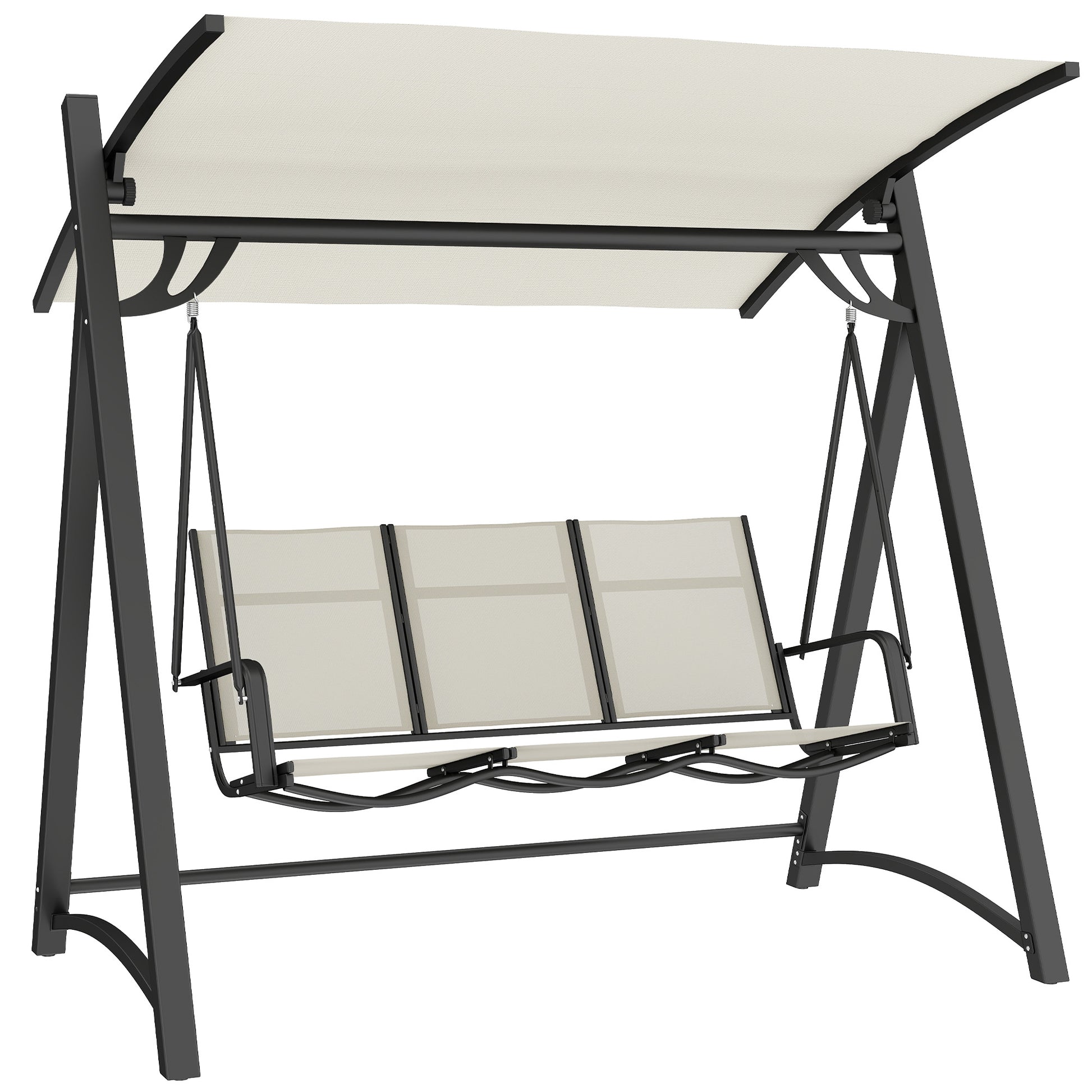 Outsunny Columpio De Jardín De 3 Plazas Con Techo Ajustable Asiento Transpirable_0