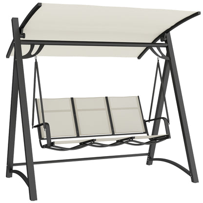 Outsunny Columpio De Jardín De 3 Plazas Con Techo Ajustable Asiento Transpirable_0