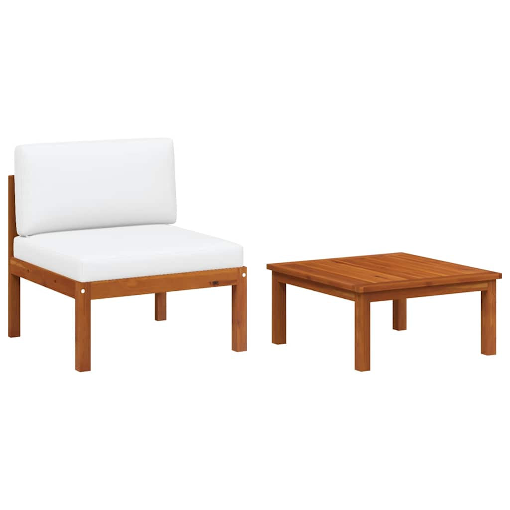 Vidaxl Conjunto De Jardín De 2 Piezas Con Cojines De Madera De Acacia Y Cuerda_0