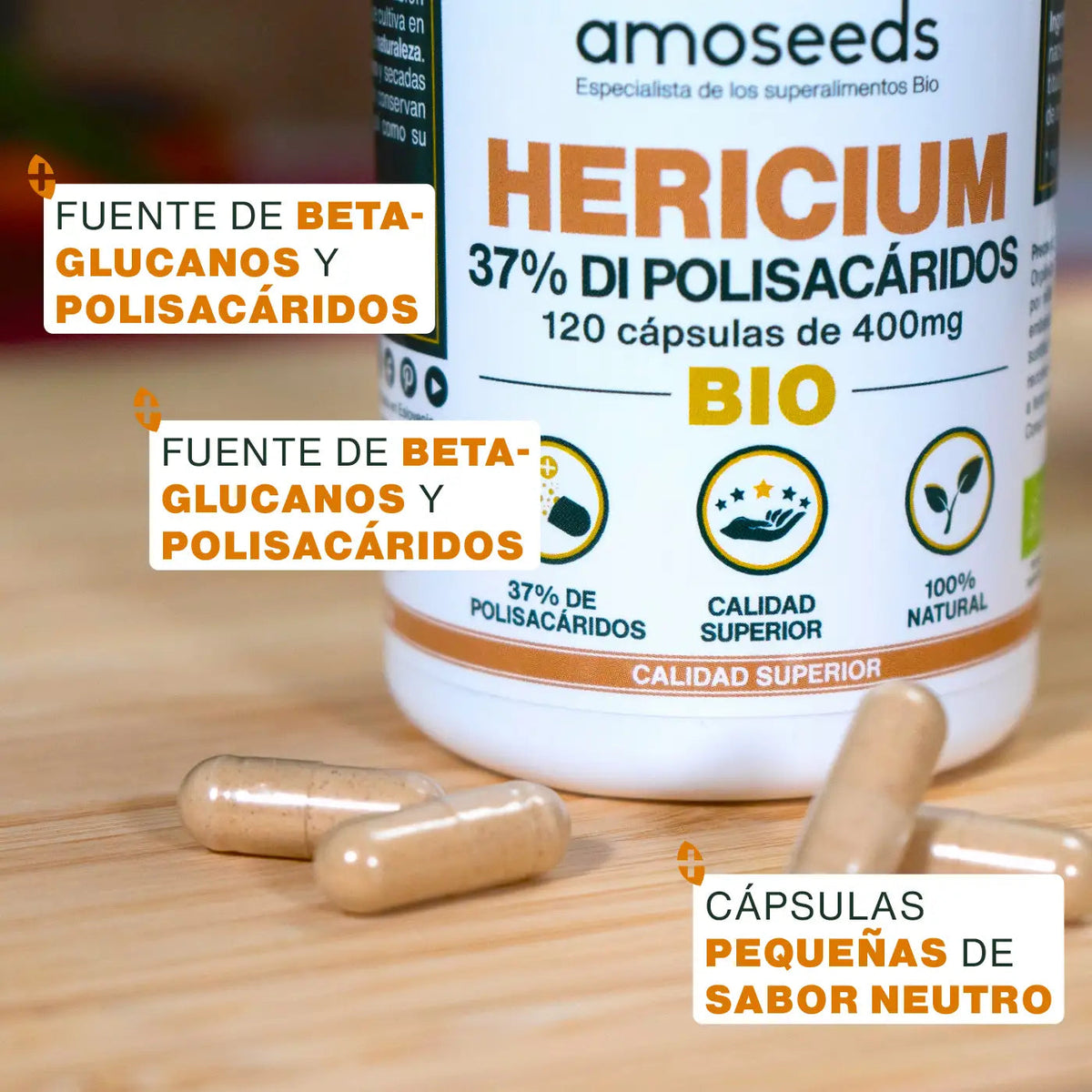 Hericium Bio, 37% Polisacáridos | 120 Cápsulas_2