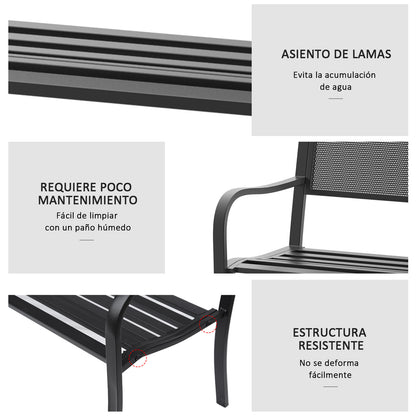 Outsunny Banco De Jardín De 2 Plazas Carga 240 Kg Para Patio 127x60x87 Cm Negro_4