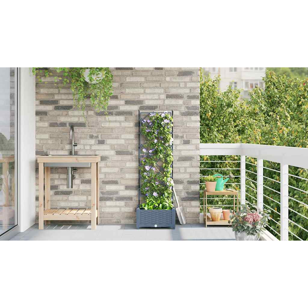 Vidaxl Maceta De Jardín Con Enrejado Gris Claro 40 X 40 X 125.5 Cm Pp_3